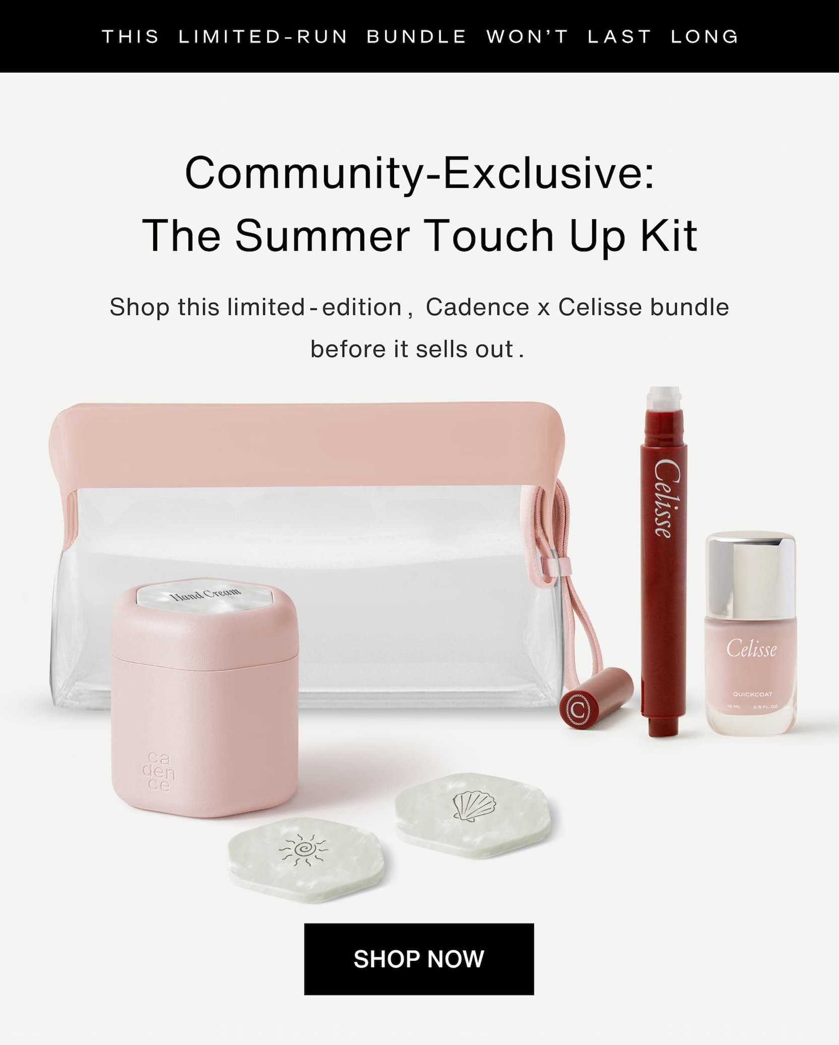Shop our new limited-edition Summer Touch Up Kit. This limited-run bundle won't last long. Image of the Summer Touch Up Kit.