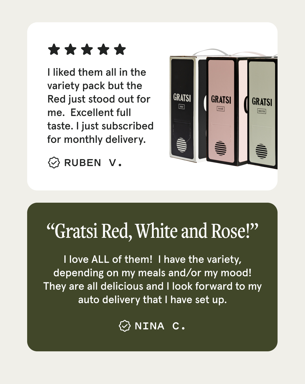 Customer 5-star Reviews - Gratsi Wines