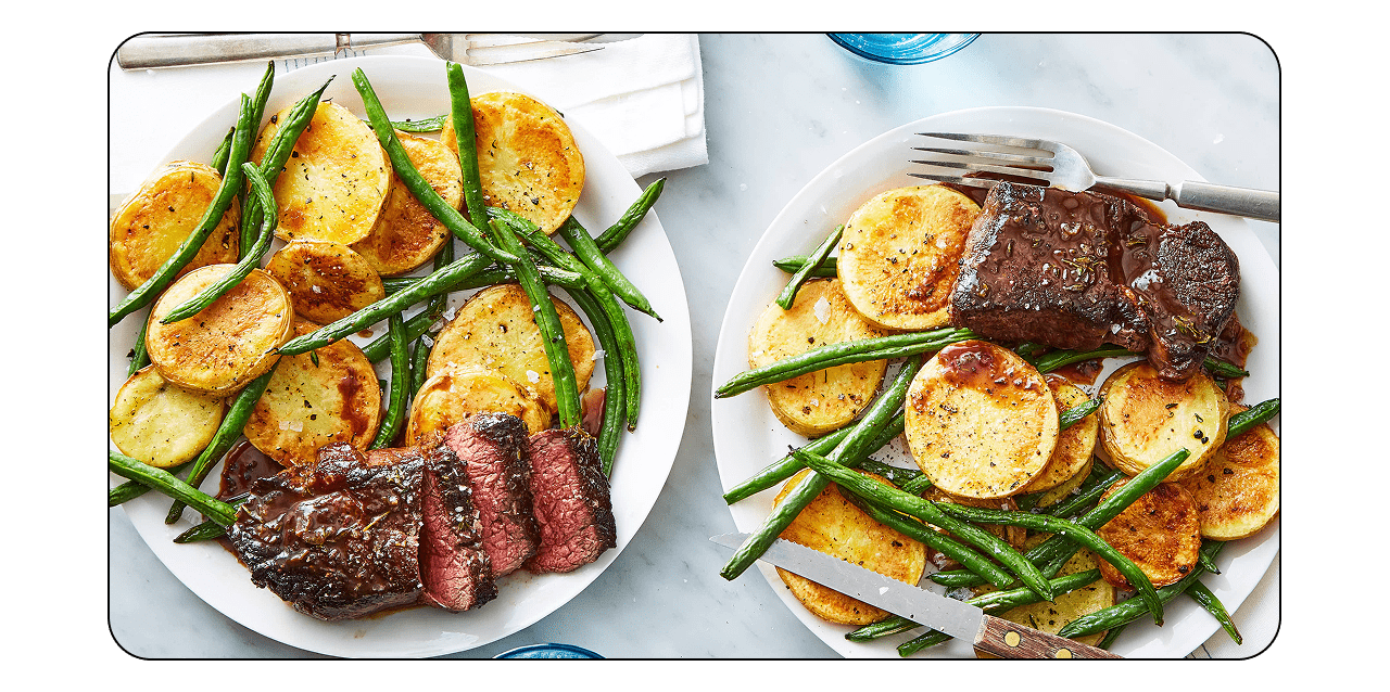 Honey-Dijon Glazed Steak with Roasted Green Beans & Potatoes