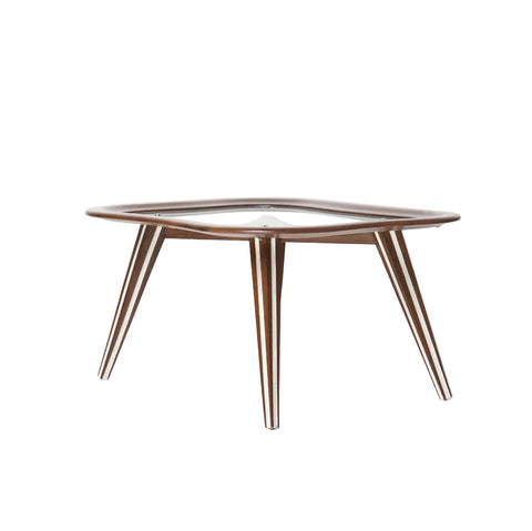 Filippo Chissotti Biomorphic Walnut & Glass Cocktail Table