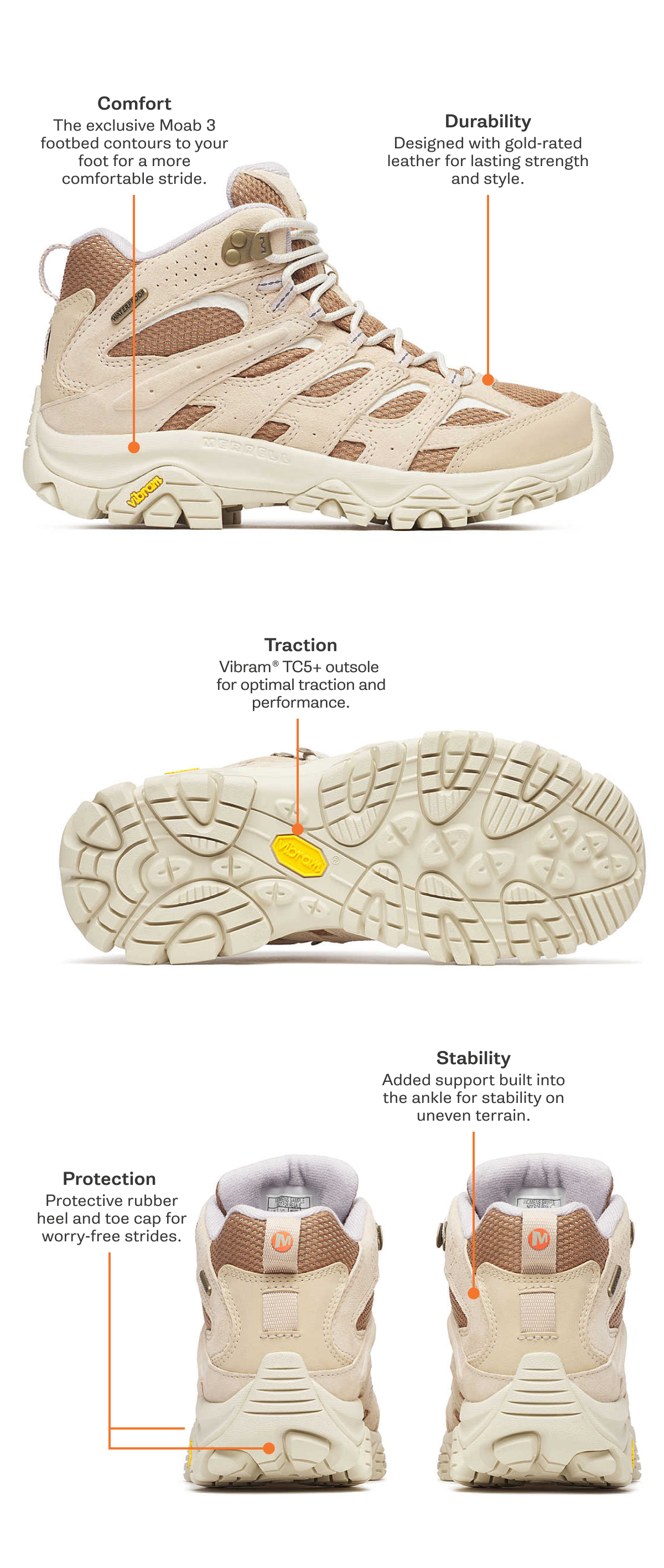MERRELL - Moab 3: Comfort, durability, traction, Protection, stability
