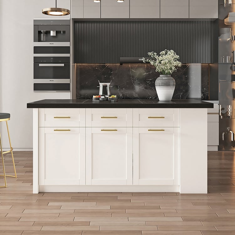 1830mm Kitchen Islands Black & White Modern with Storage Kitchen Cabinet｜Homary