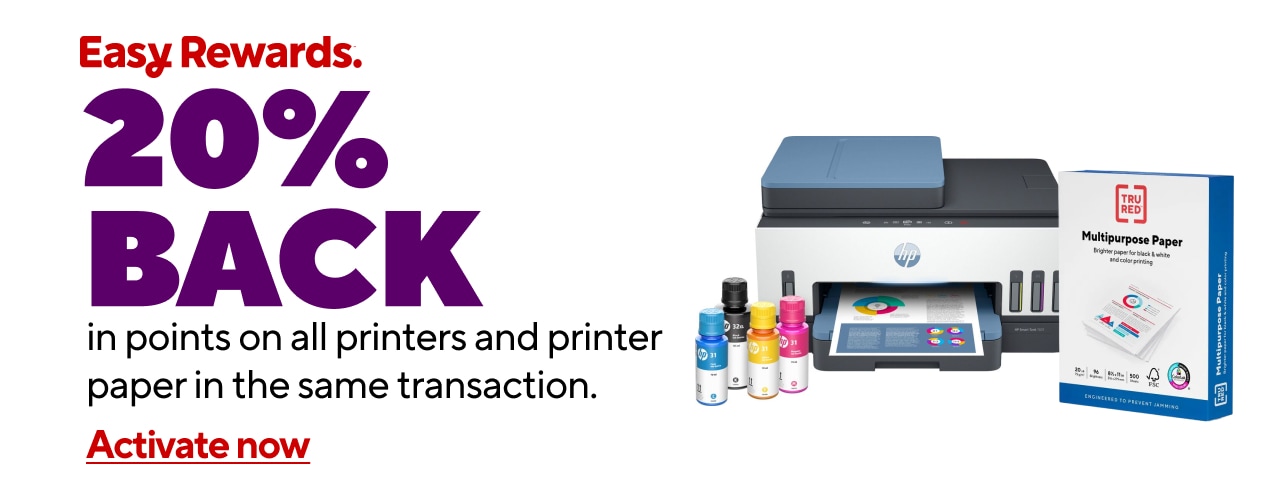 20% back in points when you buy a Printer and Paper