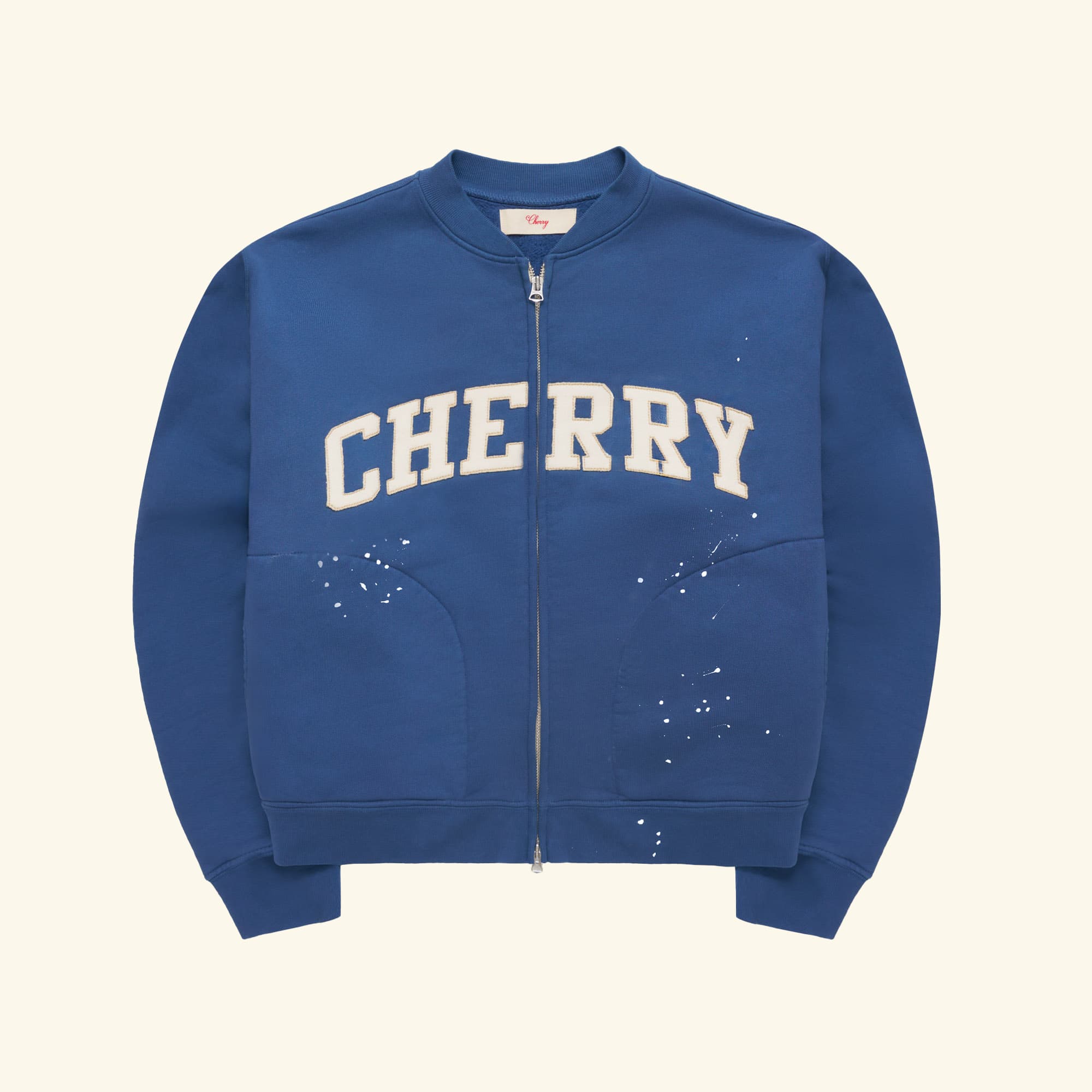 Image of Applique Zip Up Crew (Vintage Blue)
