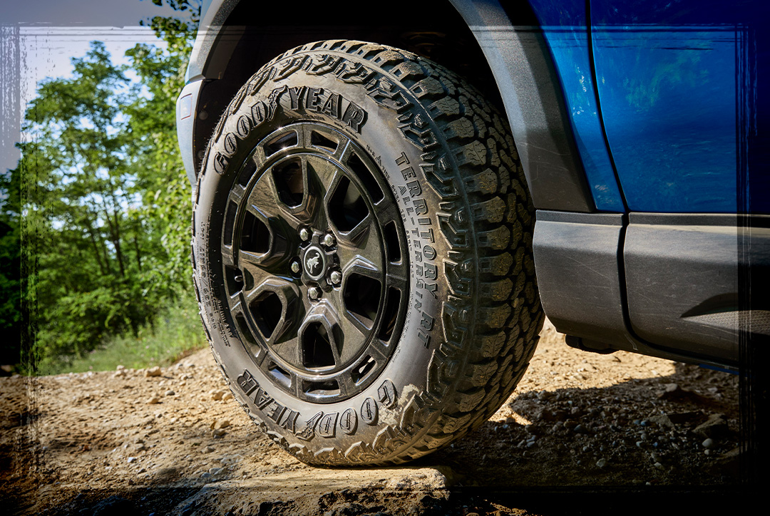 Close‑up view of a wheel on a Ford Bronco Sport&reg; SUV