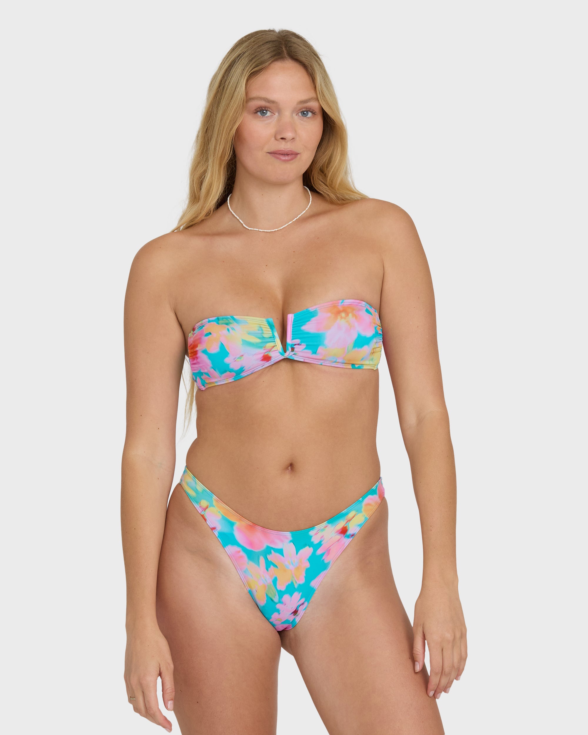 Image of Pipe Dreams V Bandeau Bikini Top - Bright Marine