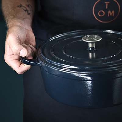 Cast Iron Shallow Blue Casserole Dish