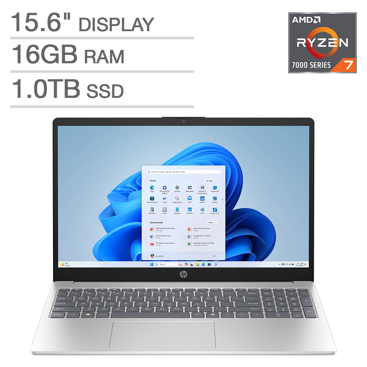 HP 15.6-inch FHD Touchscreen Laptop with AMD Ryzen 7 Processor