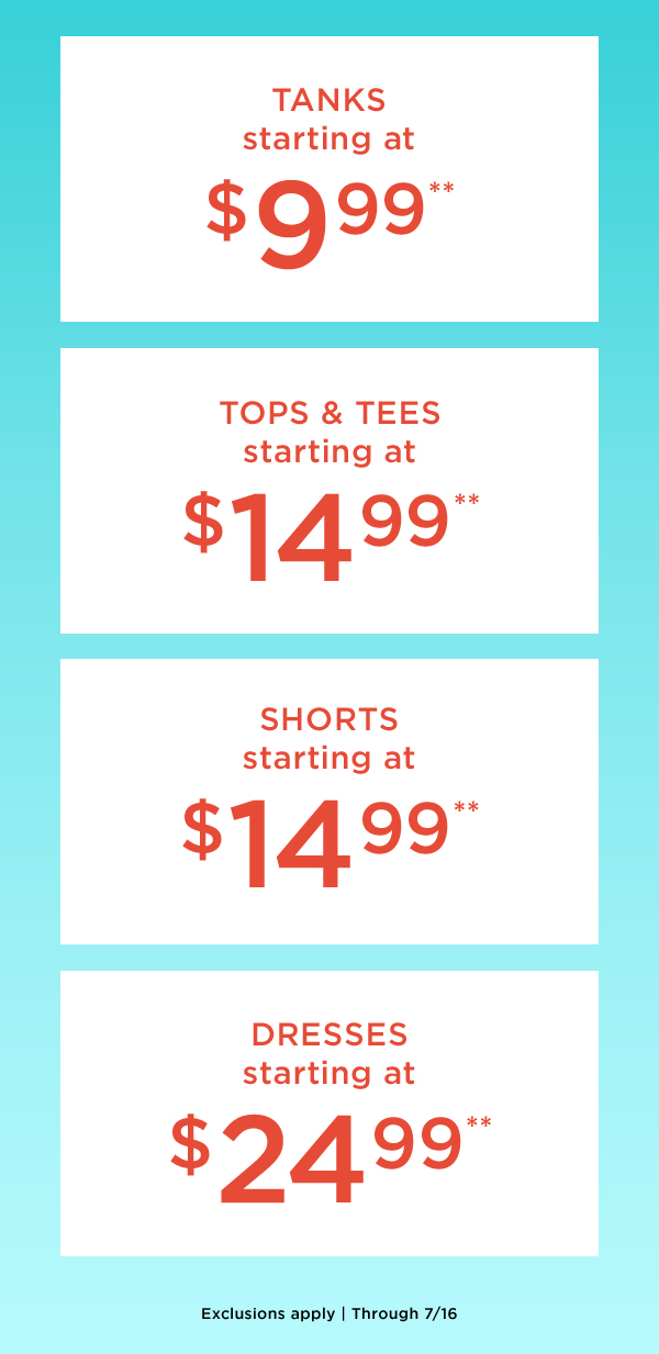 Tanks starting at $9.99
