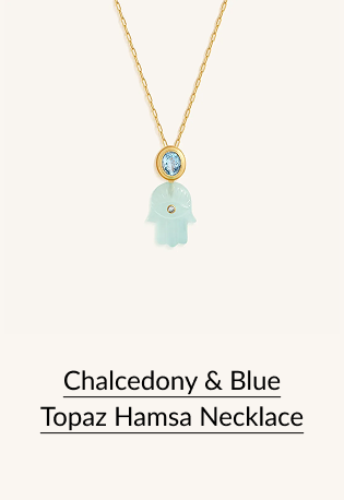 Chalcedony & Blue Topaz Hamsa Necklace
