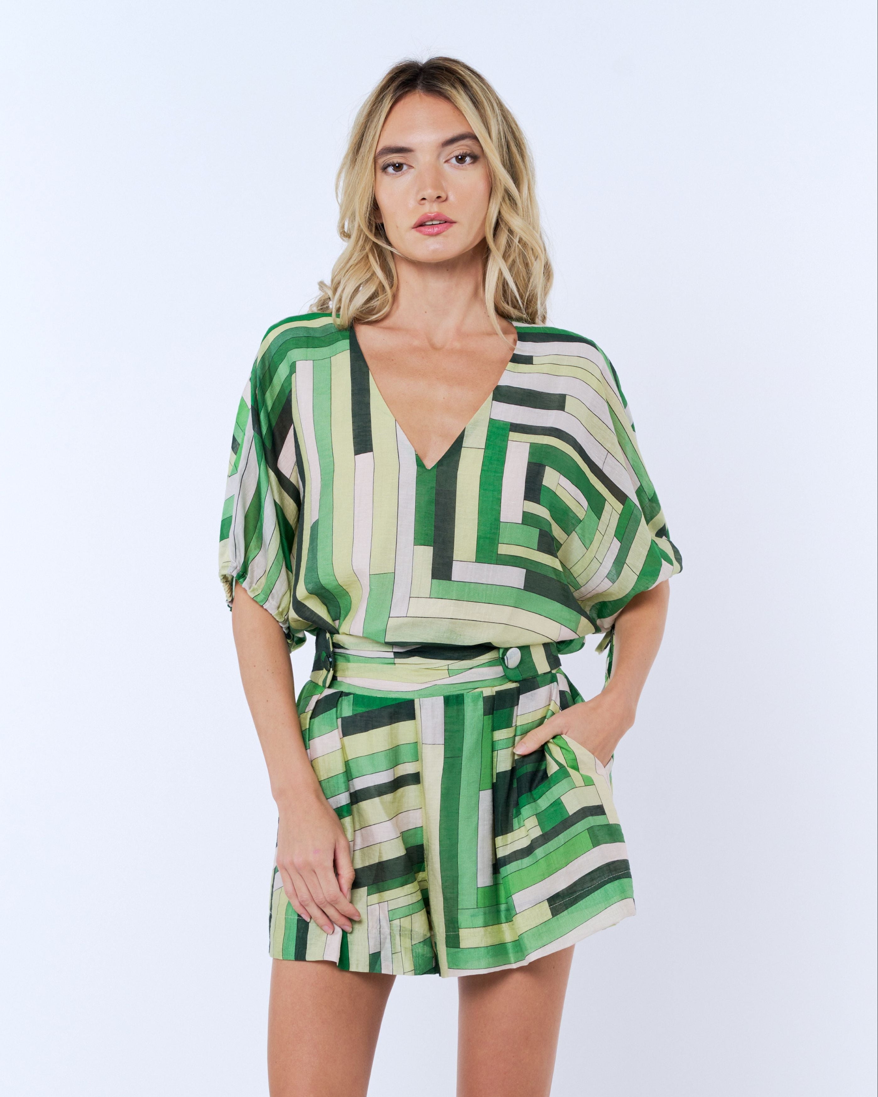 Image of Thea Striped Puff Sleeve Top