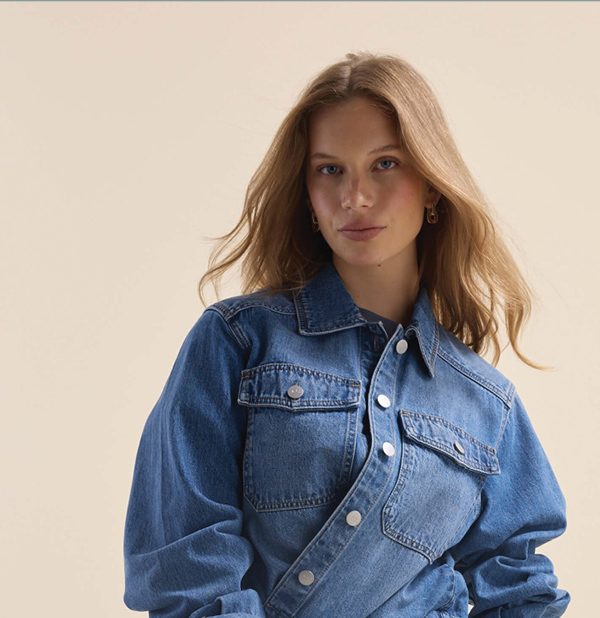 Elementary Long Sleeve Cropped Denim Shirt