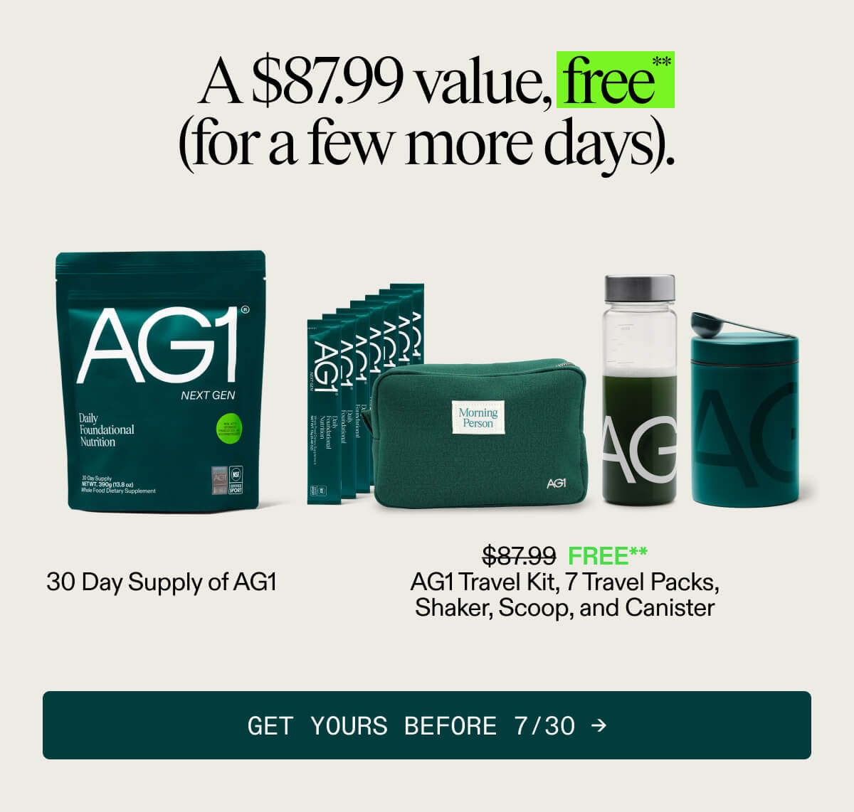 a $87.99 value, FREE