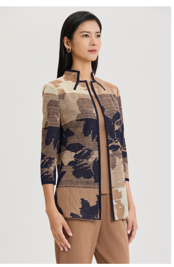 Floral Jacquard Ombre Knit Jacket