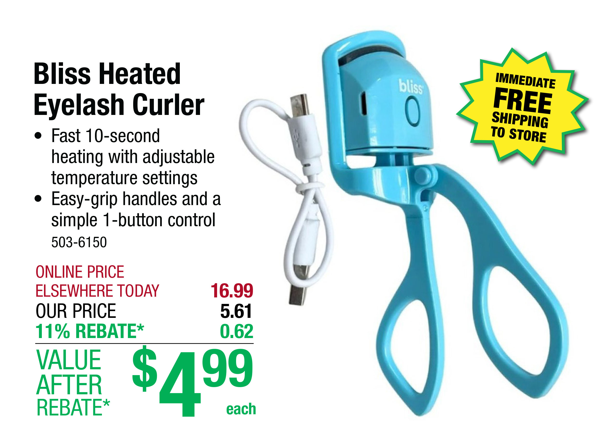 Bliss Heated Eyelash Curler - ONLY $4.99 After Rebate*!