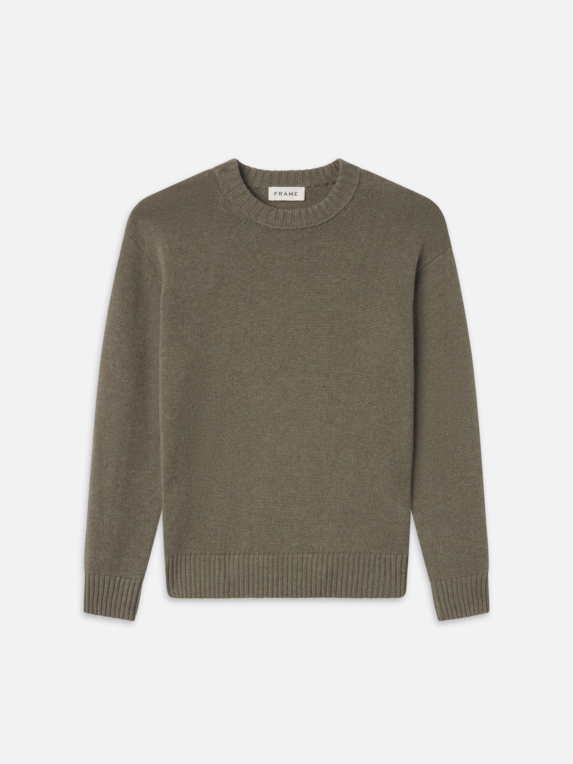 CASHMERE CREWNECK SWEATER IN SMOKY GREEN