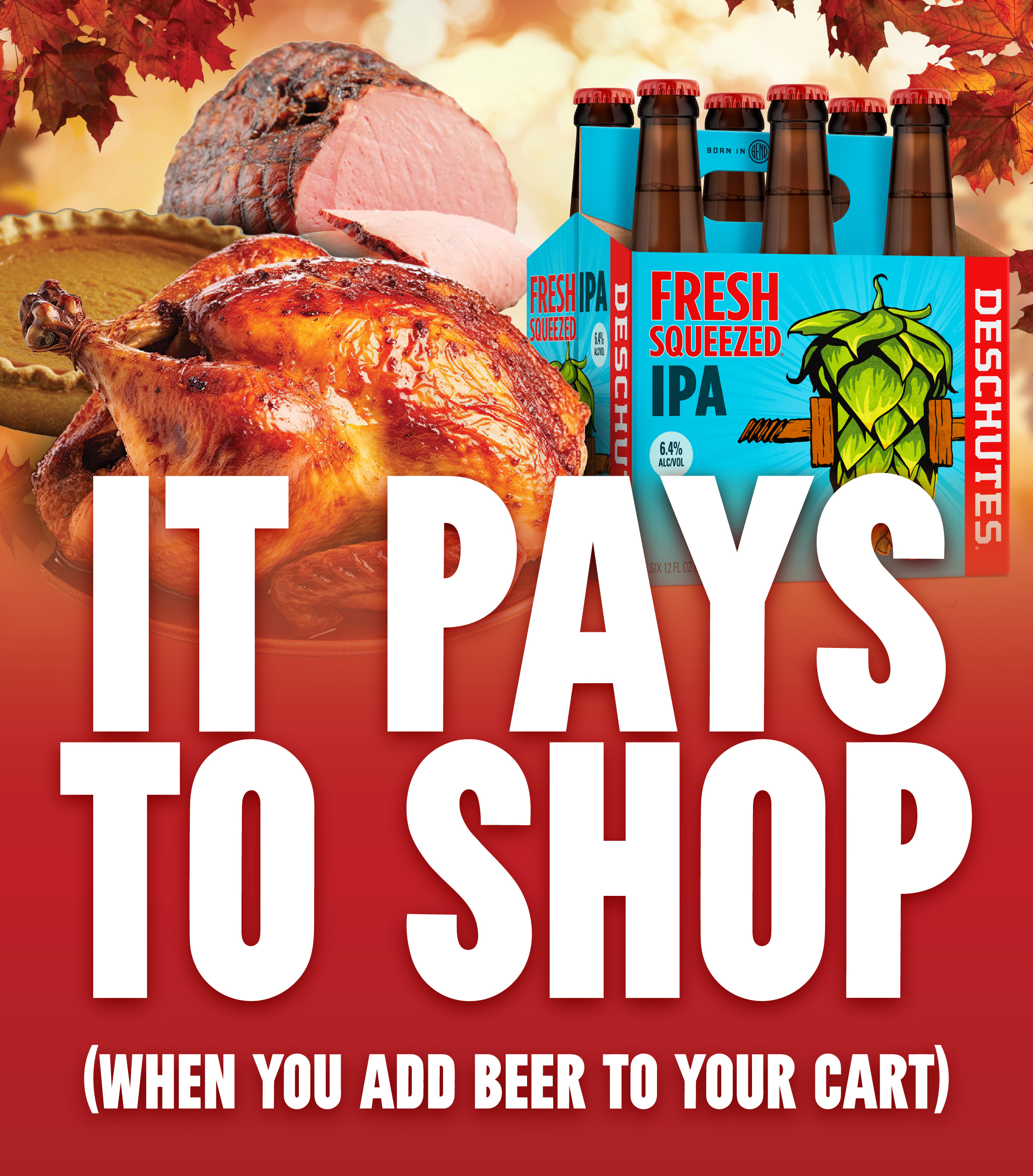 Turkey and beer in a photos highlighting a rebate offer to get money back when you shop