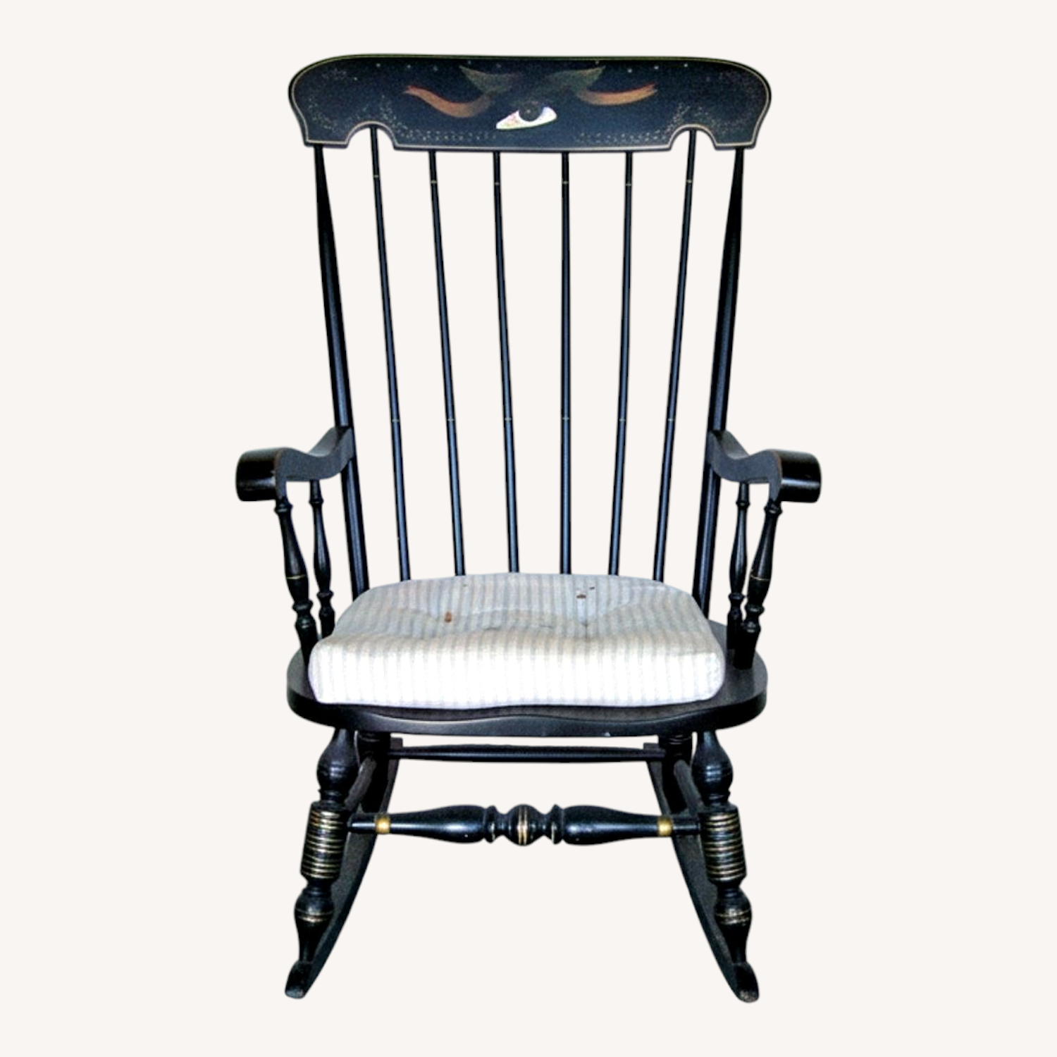 Image of Vintage.Antique Finds Black Wood Accent Chair