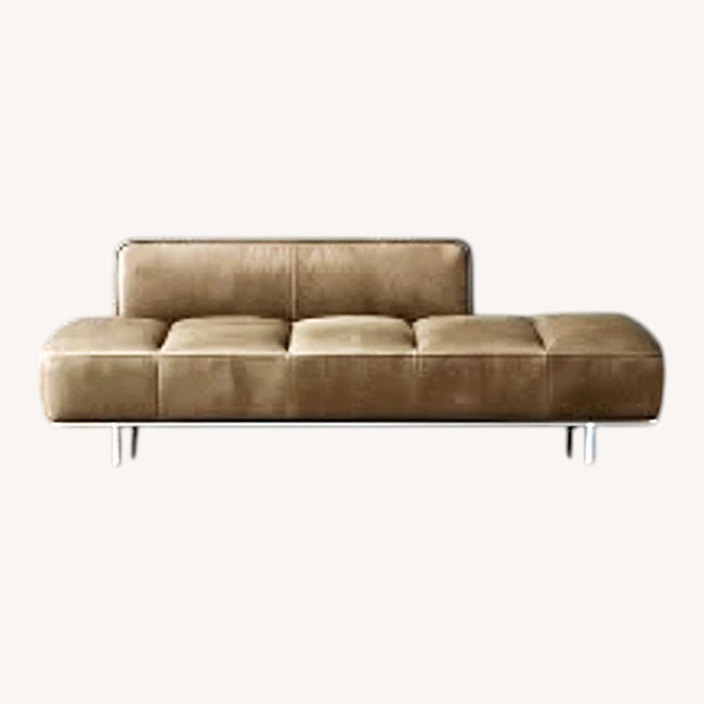 Image of CB2 Dark Brown Leather Loveseat