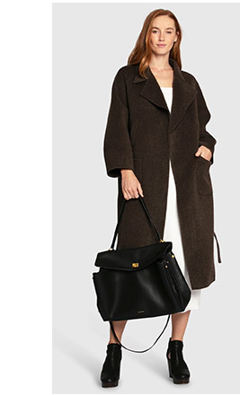 Big Girl Belted Wool Blend Coat - Brown
