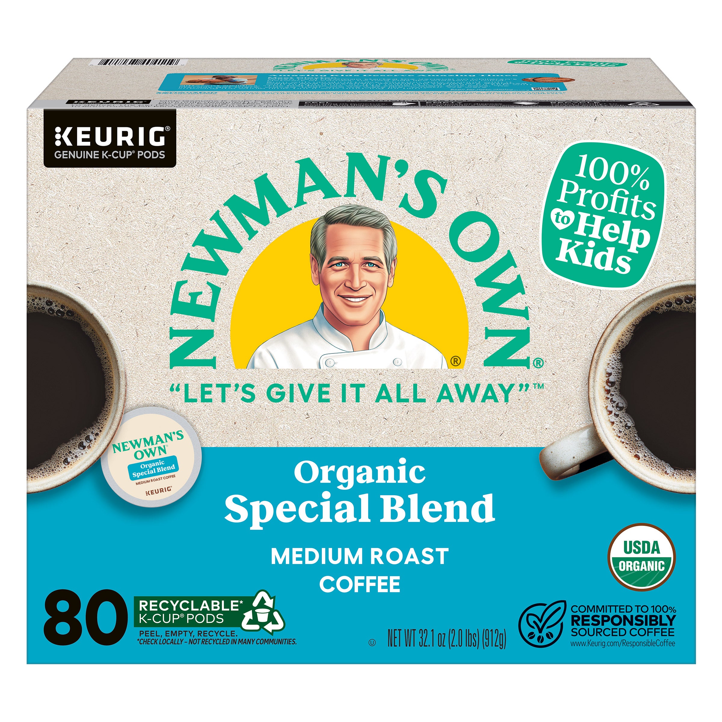 Newman's Own Organics Coffee Special Blend K-Cup Pod, 80-Count