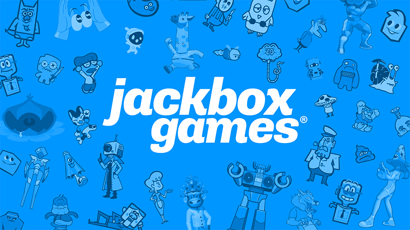 Jackbox Games logo surrounded by Jackbox characters.