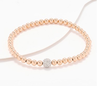 Accents by Affinty Single Pave Bead 0.24 cttw Bracelet, Sterl