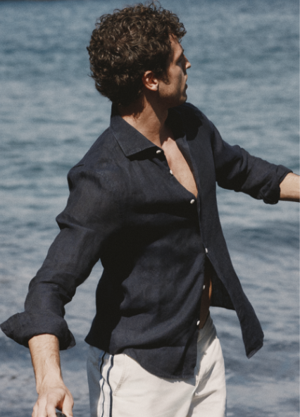 Navy Linen Shirt