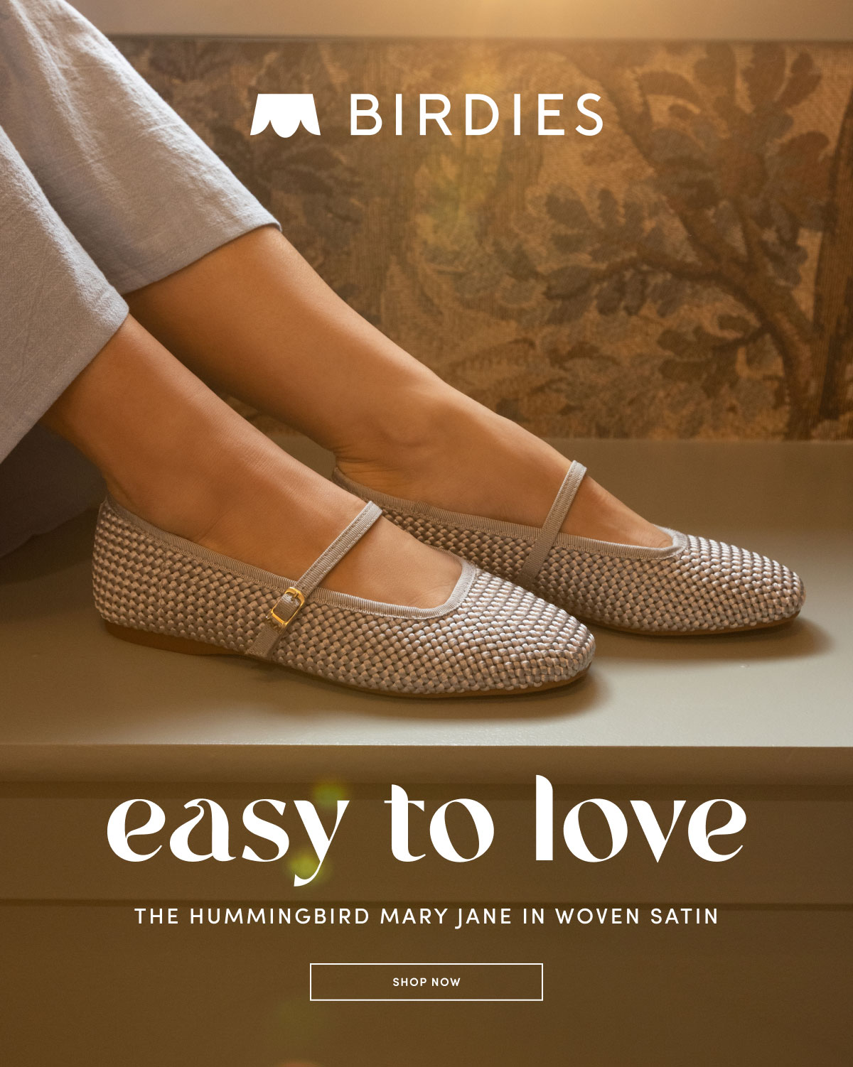 Easy To Love The Hummingbird Mary Jane In Woven Satin
