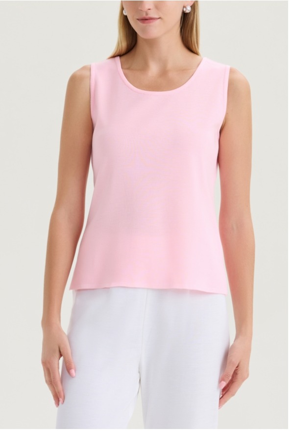 Double Scoop Neck Mylana Knit Tank, Cherry Blossom