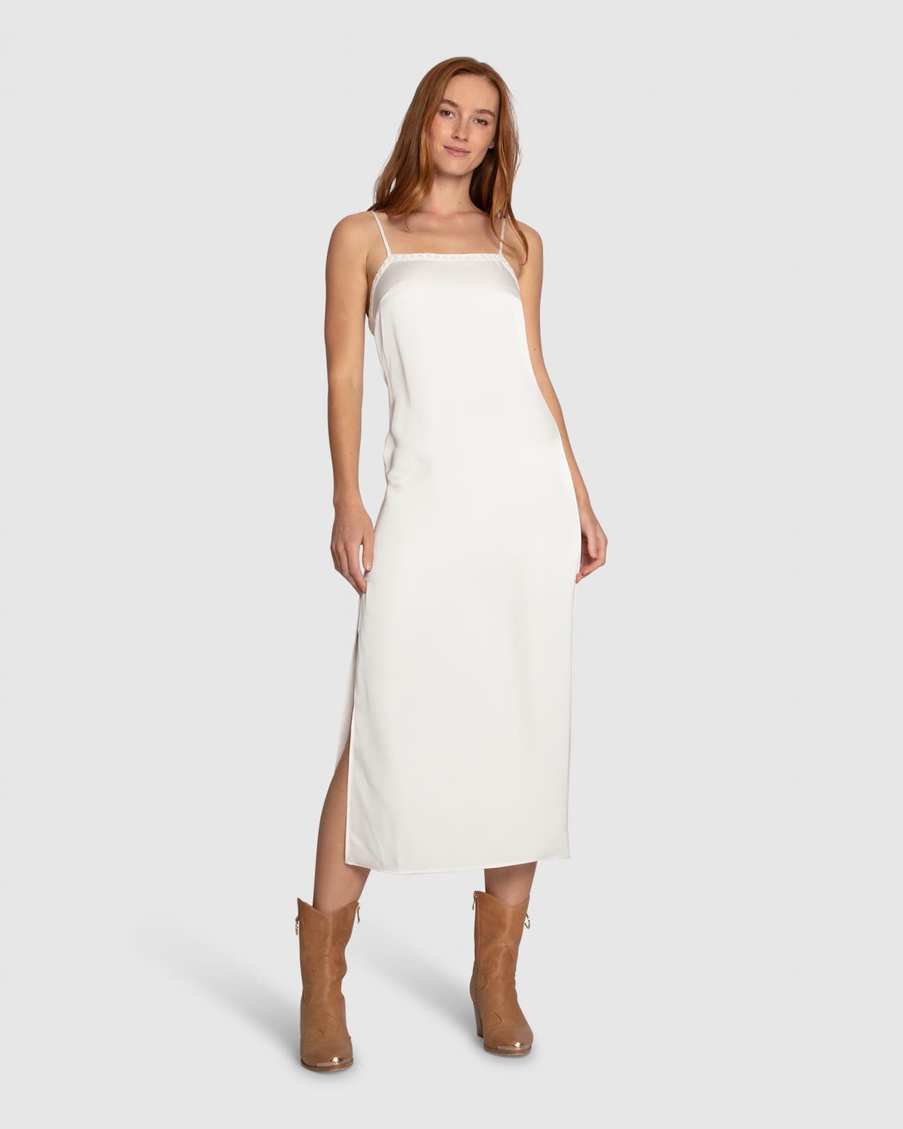 Smoke and Mirror Midi Slip Dress - Off White