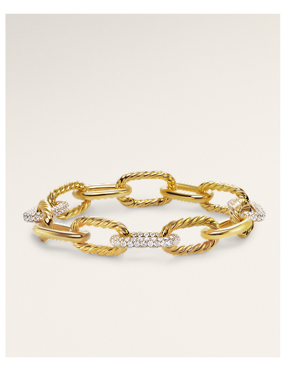 DY Madison® Chain Bracelet 18K Yellow Gold with Diamonds, 11mm