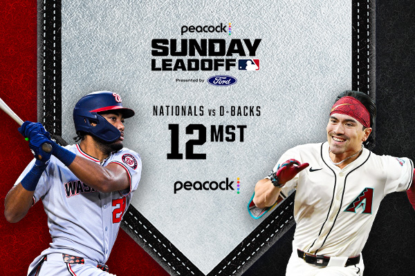 The Nationals take on the D-backs on MLB Sunday Leadoff! Streaming LIVE on Peacock and NBCSN at 3:00 pm ET/12:00 pm MST.