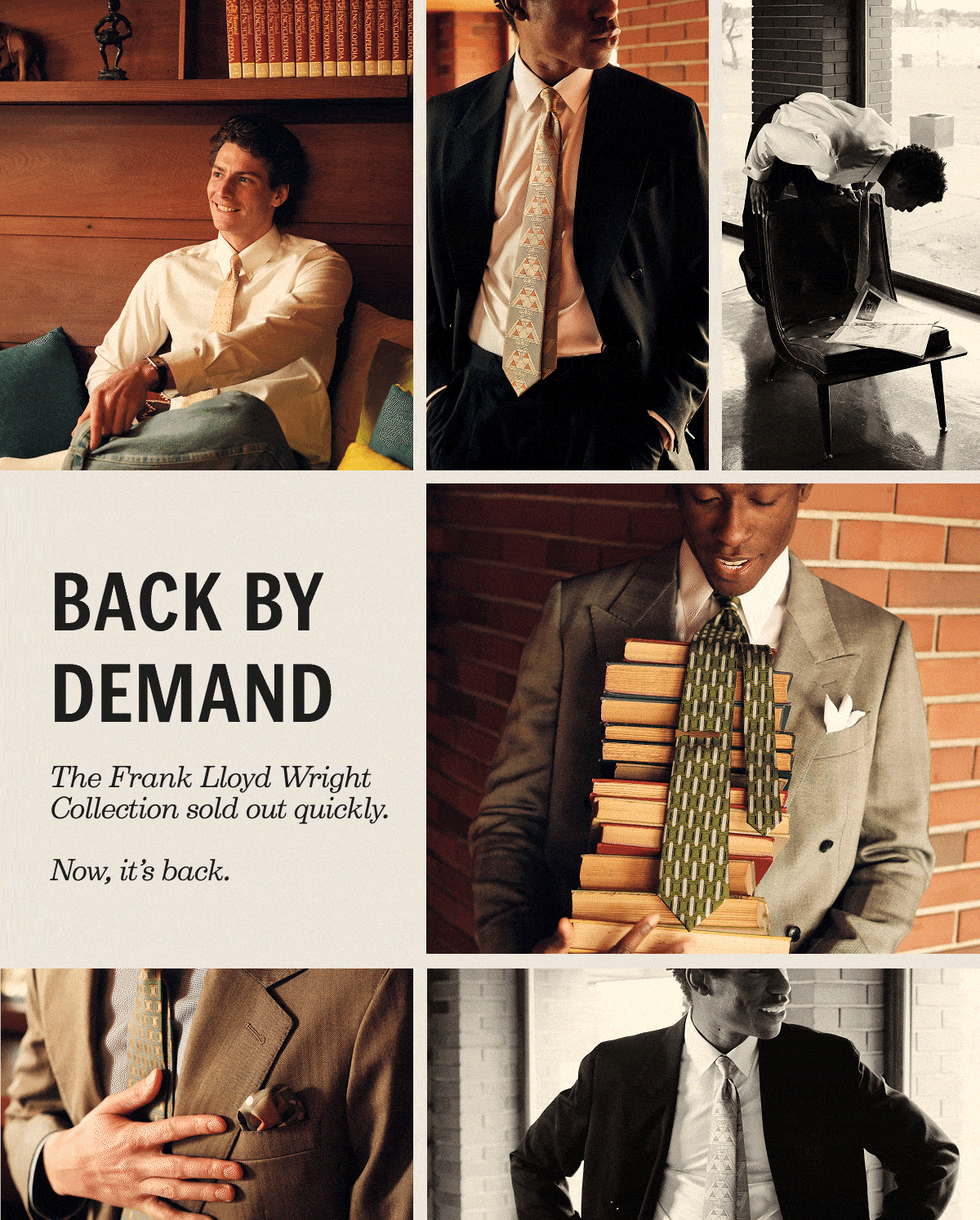 Back By Demand. The Frank Lloyd Wright Collection sold out quickly. Now, it’s back. Inspired by Midway Gardens, each piece translates Wright’s architectural vision into refined accessories designed for modern wear. Quantities are limited again. If you missed it the first time, this is your second chance.