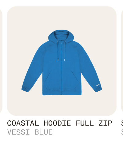 Coastal Hoodie Full Zip Vessi Blue