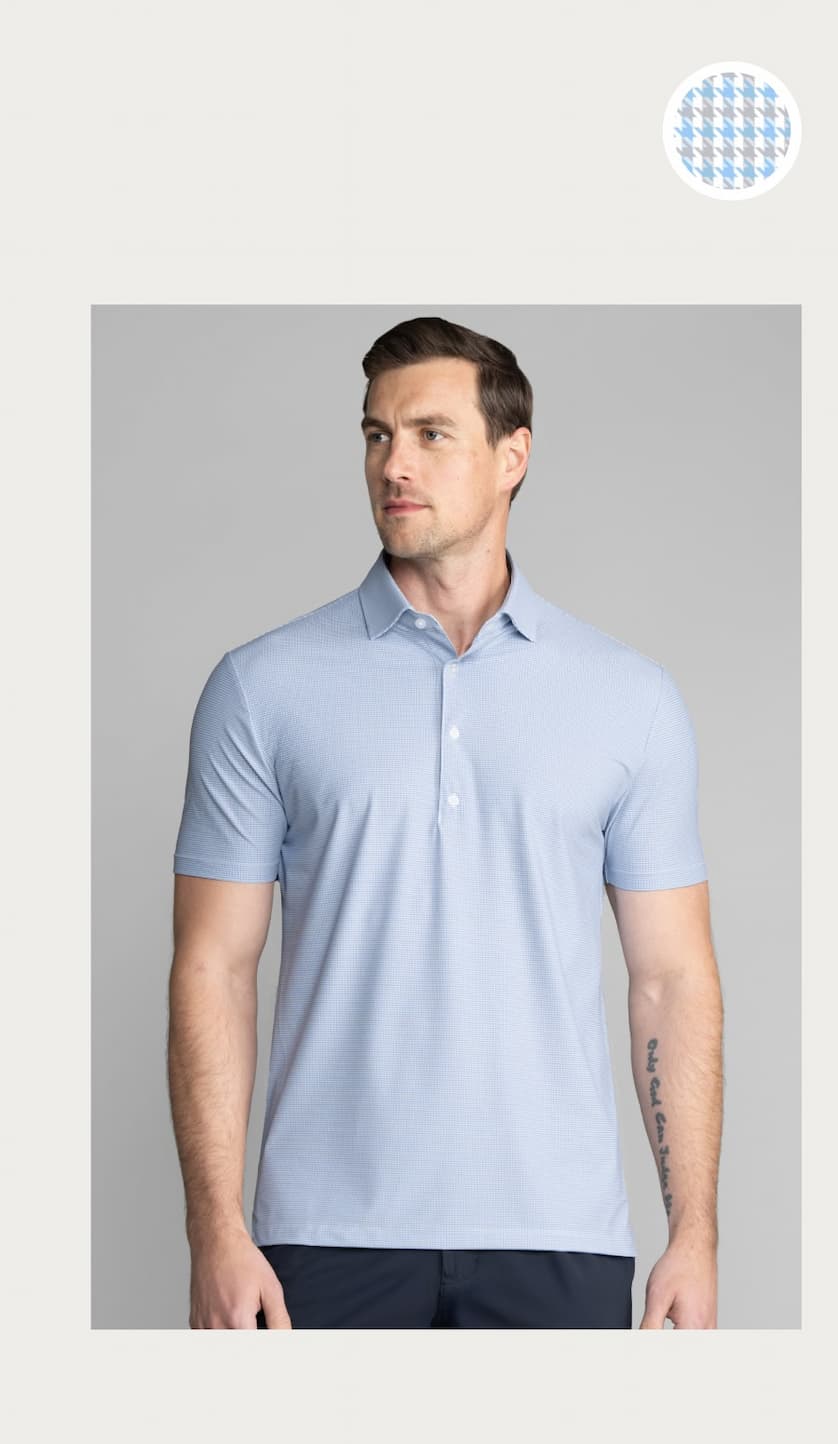 Event Polo Windowpane - Blue Grey