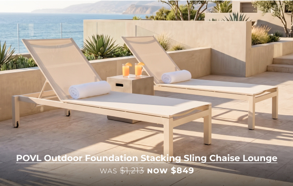 POVL Outdoor Foundation Stacking Sling Chaise Lounge – Was $1,213, Now $849