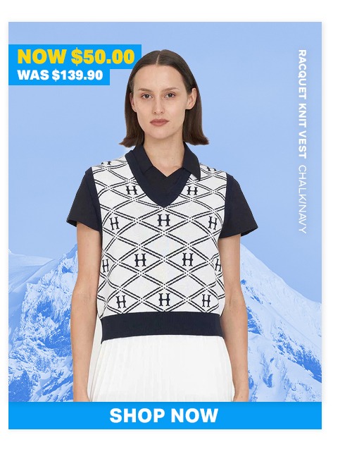 RACQUET KNIT VEST CHALK/NAVY