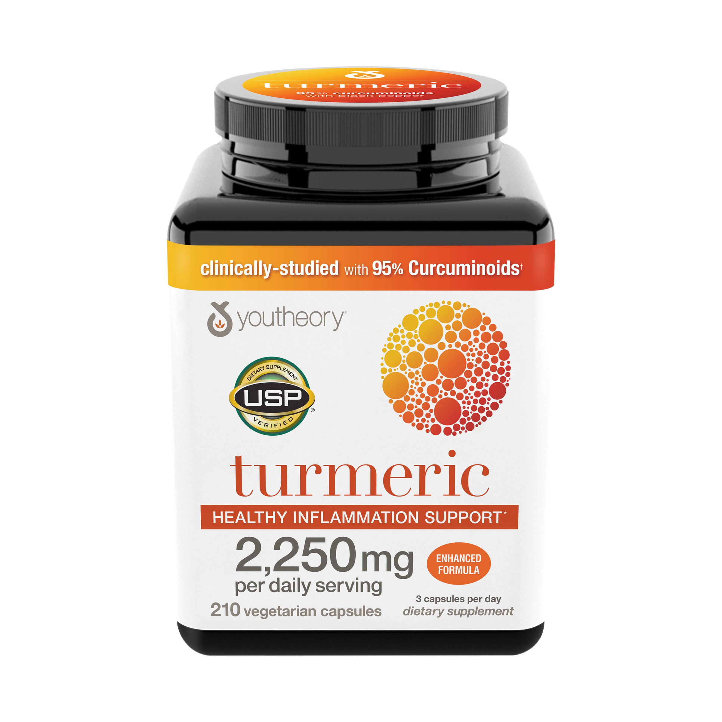 youtheory Turmeric Healthy Inflammation Support 2,250 mg, 210 Vegetarian Capsules