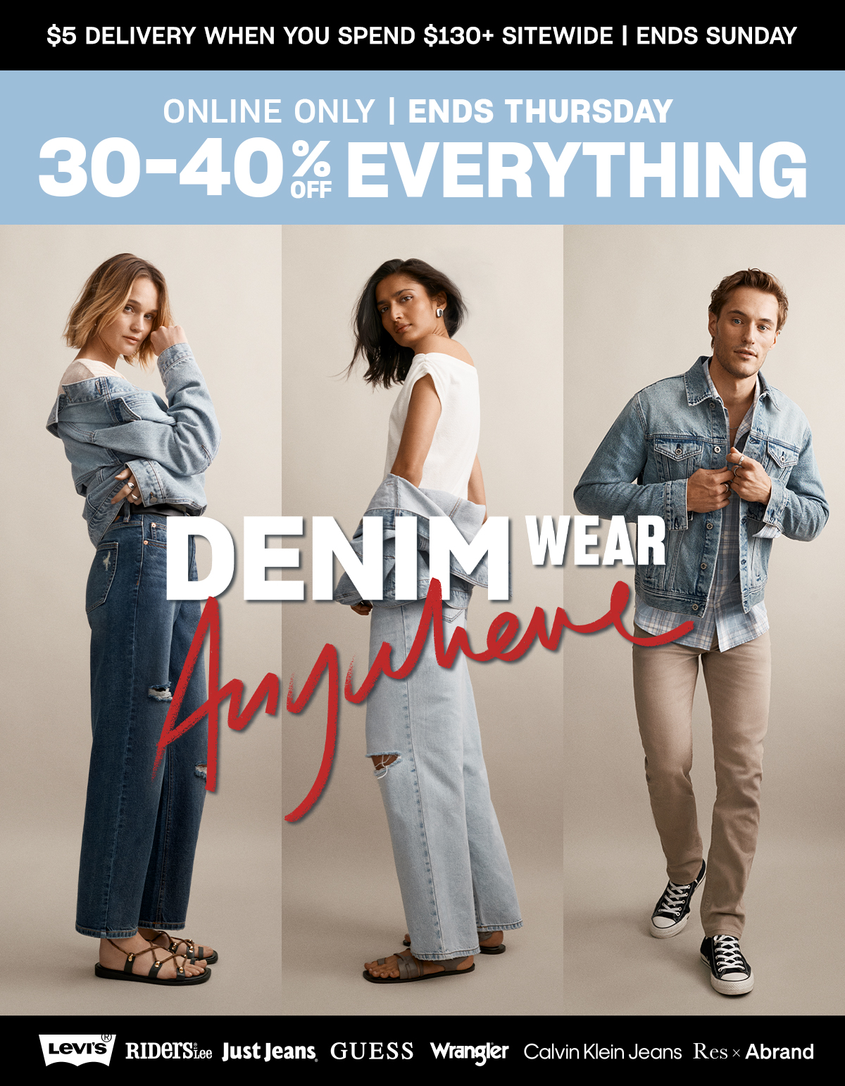 Online Only. Ends Thursday. 30-40% off Everything.
