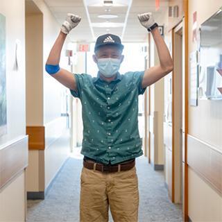Oscar Diep at Dana-Farber after treatment.