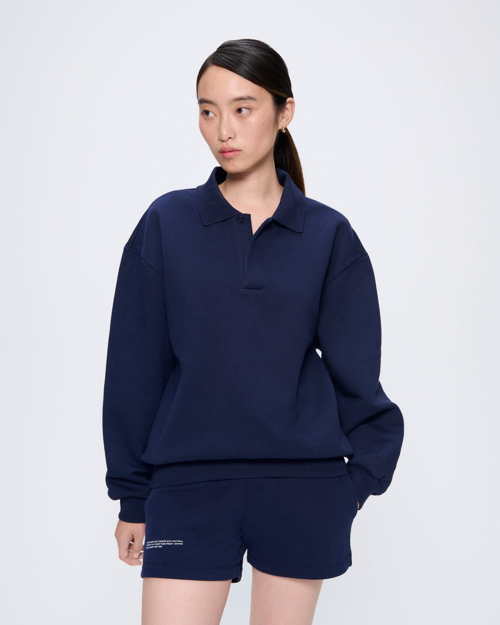 Image of Womens DNA Heavyweight Polo Sweatshirt—navy