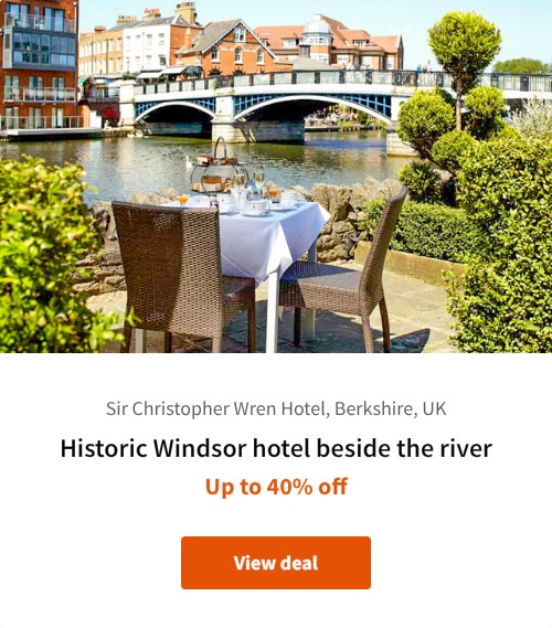 Historic Windsor hotel beside the river
