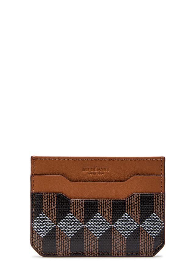 AU DEPART Patterned leather card holder