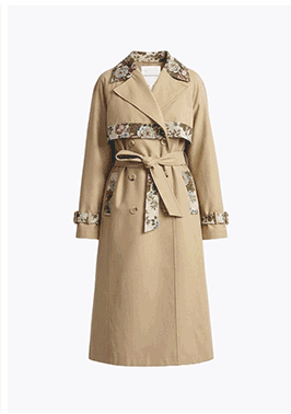 Floral Jacquard Combo Cotton Trench Coat