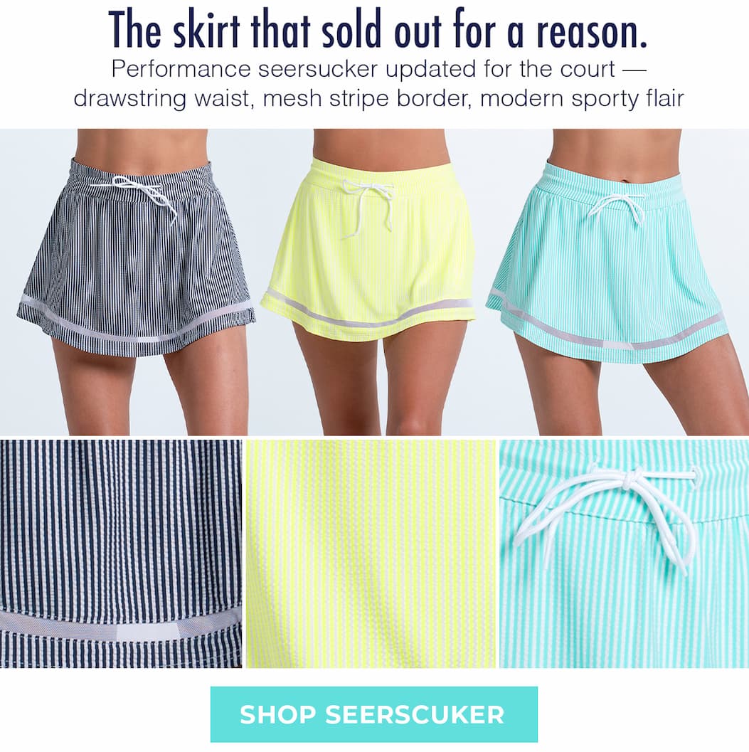 The skirt that sold out for a reason. Performance seersucker update for the court