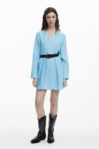 Shirt dress with belt