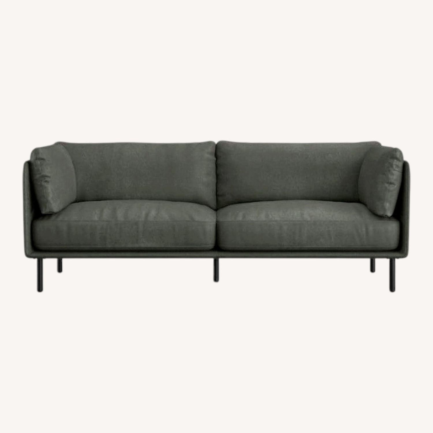 Crate & Barrel Light Gray Wells Leather 2 Seater Sofa