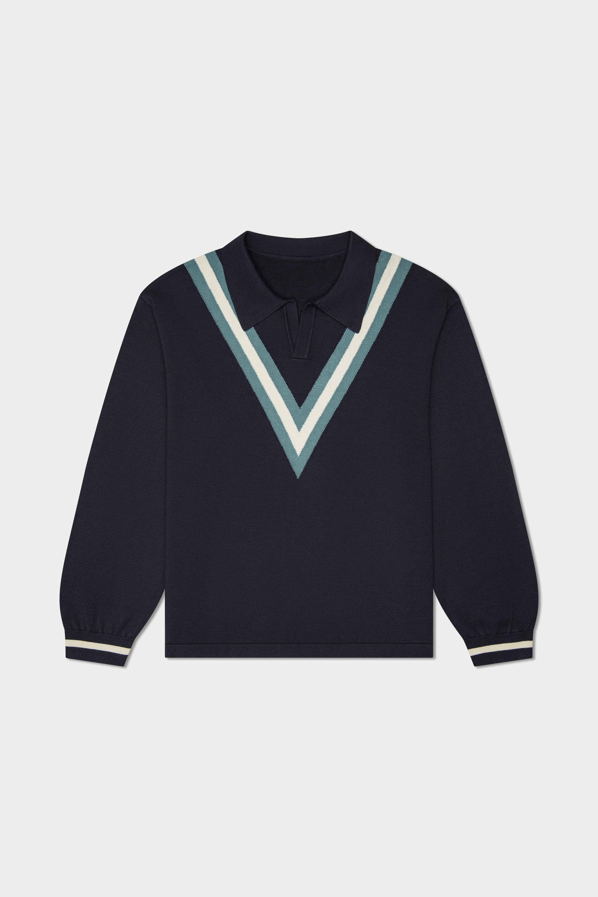 Image of V Knit Long Sleeve Polo