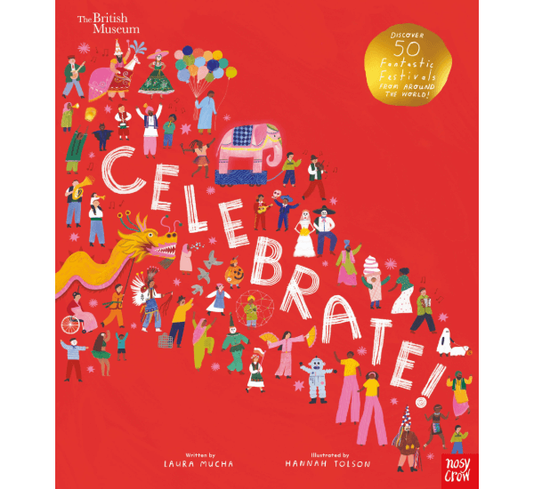 Cover artwork for 'Celebrate' book featuring illustrated figures in a procession.